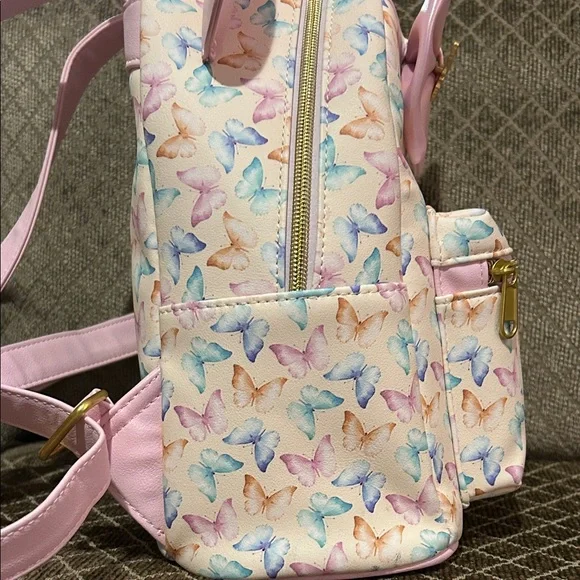 Disney Loungefly Butterfly Backpack with iridescent Pink Accents - Picture 4 of 8